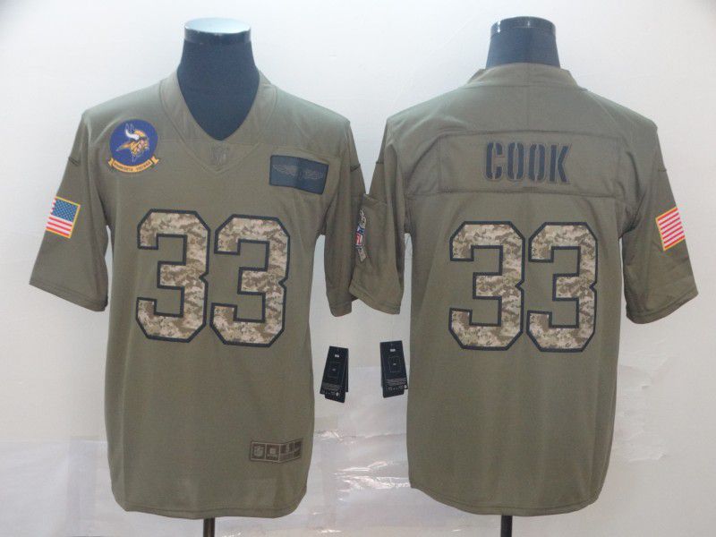 Men Minnesota Vikings 33 Cook green Nike Olive Salute To Service Limited NFL Jersey